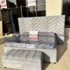 Platform Bed with Geometric Headboard